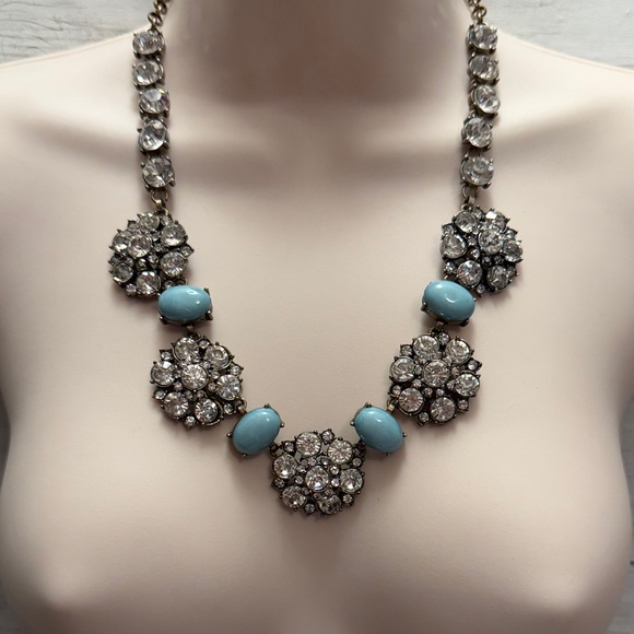 Elegant Crystal and Blue Beaded Necklace - Picture 3 of 3